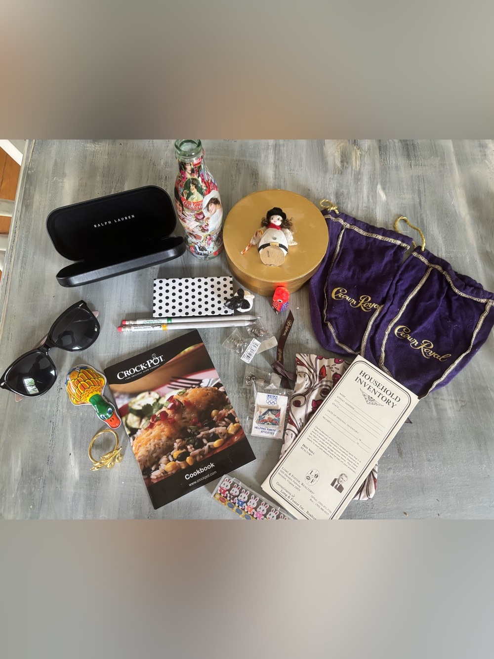 Great Aunt’s Collectible Vintage Junk Drawer Lot Coca-Cola Crown Royal